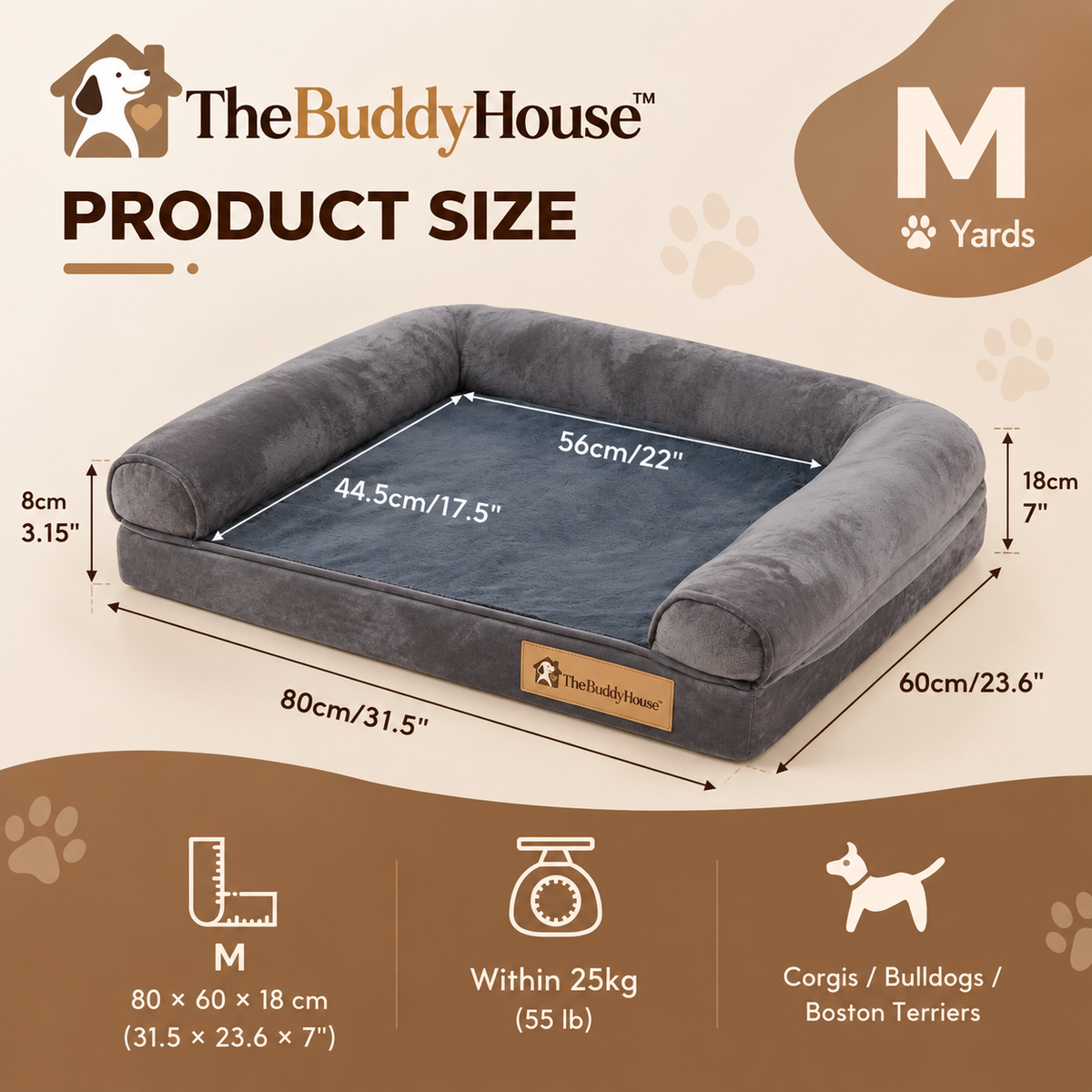 TheBuddyHouse™ Premium Orthopaedic Dog Bed – Soft Sleeping Bed for Medium & Large Dogs