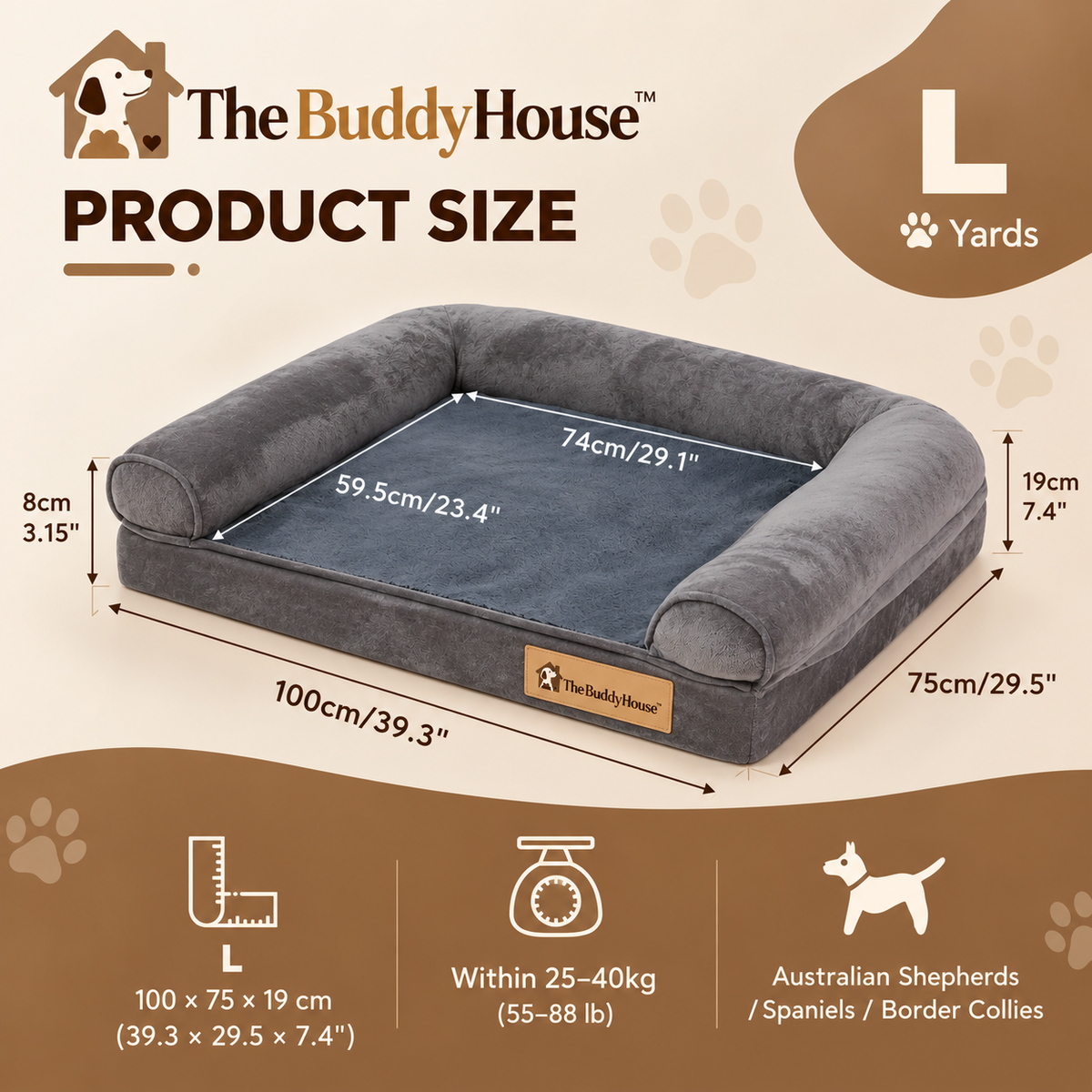 TheBuddyHouse™ Premium Orthopaedic Dog Bed – Soft Sleeping Bed for Medium & Large Dogs