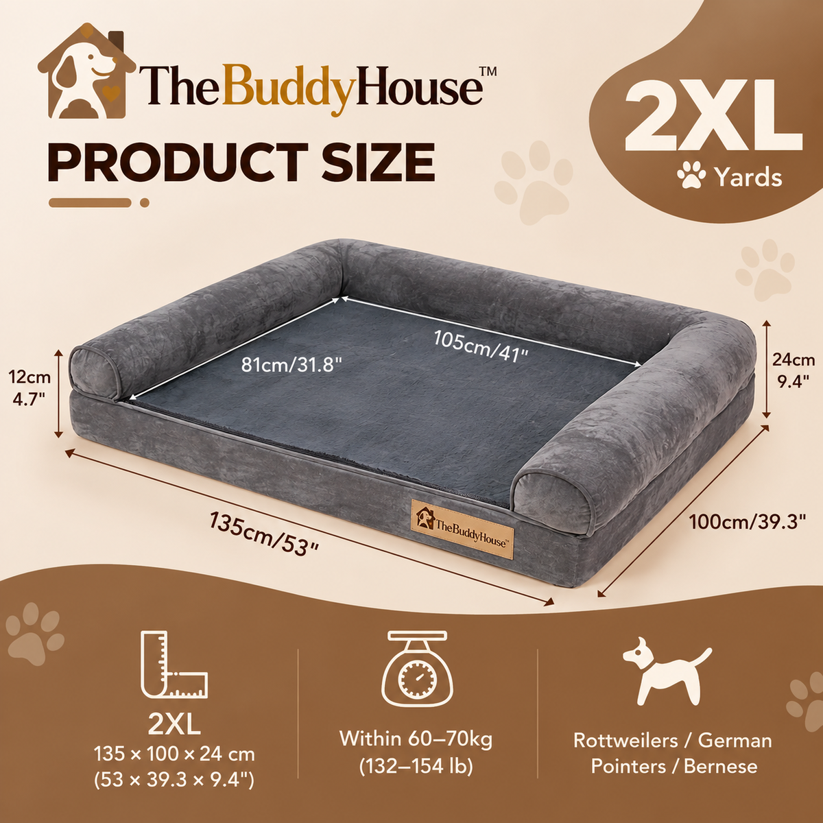 TheBuddyHouse™ Premium Orthopaedic Dog Bed – Soft Sleeping Bed for Medium & Large Dogs