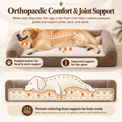 TheBuddyHouse™ Premium Orthopaedic Dog Bed – Soft Sleeping Bed for Medium & Large Dogs
